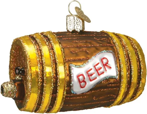 Old World Christmas Craft Beer Collection Adornos de vidrio soplado para barril de árbol de Navidad