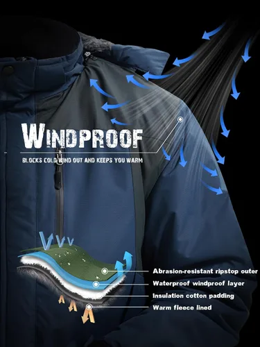 Miniatura 2 de Chaqueta de esquí para hombre, impermeable, resistente al viento, con capucha