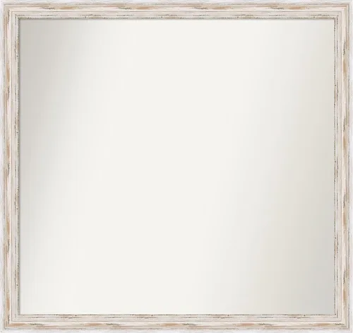 Miniatura 467 de Amanti Art Espejo de baño blanco para sobre el fregadero, 30 x 35 pulgadas, espejo de tocador rectangular estrecho de Eva de oro blanco, marco