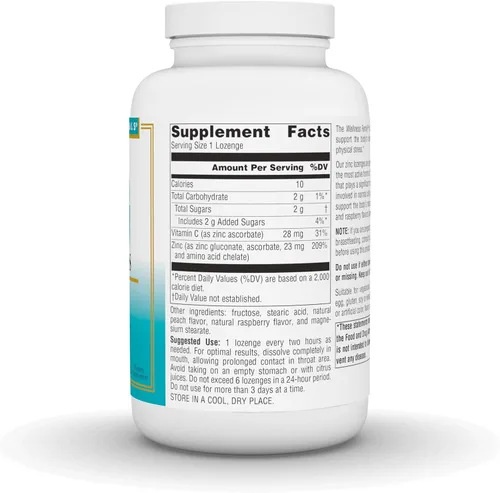 Miniatura 2 de Source Naturals Wellness Pastillas de zinc, apoyo inmunológico con sabor a melocotón y frambuesa, 23 mg - 120 pastillas