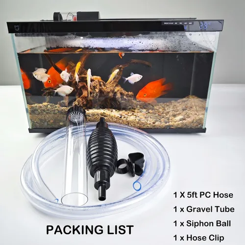 Miniatura 8 de Aspirador de sifón de acuario de 5 pies, bomba de sifón de mano, cambiador de agua para limpieza de peceras, grava y arena