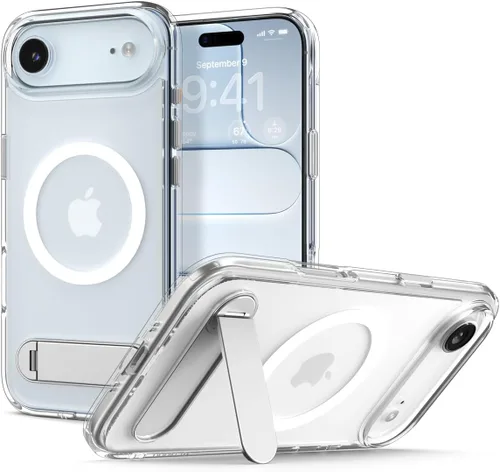 Miniatura 12 de Spigen Funda ultra híbrida S MagFit diseñada para iPhone 15 (2023) [Kickstand] [Amti Yellowing], compatible con MagSafe, color negro