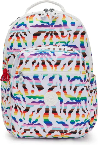 Miniatura 43 de Kipling Seoul - Mochila grande metálica para portátil de 15 pulgadas, Agua (Aqua Flowers)