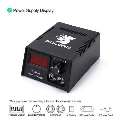 Miniatura 5 de Solong Kit Completo de Tatuaje 4 Pistolas de Máquina Pro 54 Tintas Fuente de Alimentación Pedal de Pie Agujas Agarres Puntas Estuche de Transporte
