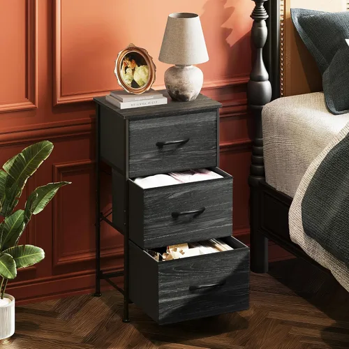 Miniatura 2 de WLIVE - Mesita de noche con 3 cajones, cómoda de tela, unidad organizadora, cómoda de almacenamiento para dormitorio, pasillo, entrada, armarios