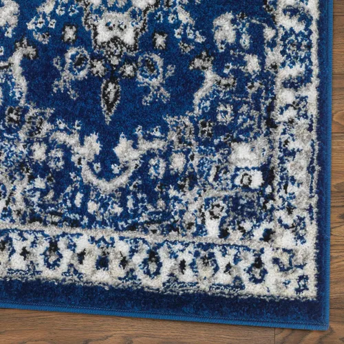 Miniatura 4 de Antep Rugs - Alfombra oriental tradicional de 2 x 3 con medallón para interiores Siesta (azul marino, 2 pies x 3 pies)