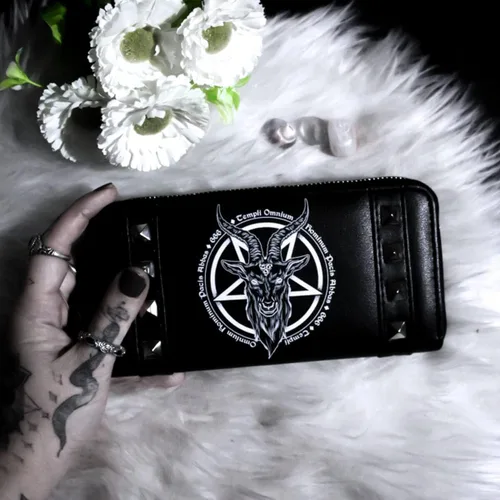 Miniatura 2 de Ro Rox Omnium Alternative Goth 666 Baphomet Pentagram - Cartera de piel sintética, Negro -, Cartera