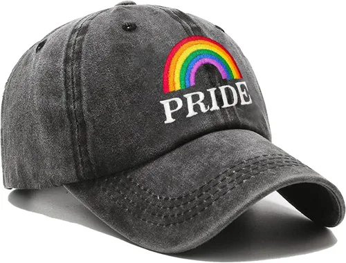 Gorra de béisbol bordada con diseño de orgullo arcoíris – Gorra LGBT ajustable para hombres y mujeres
