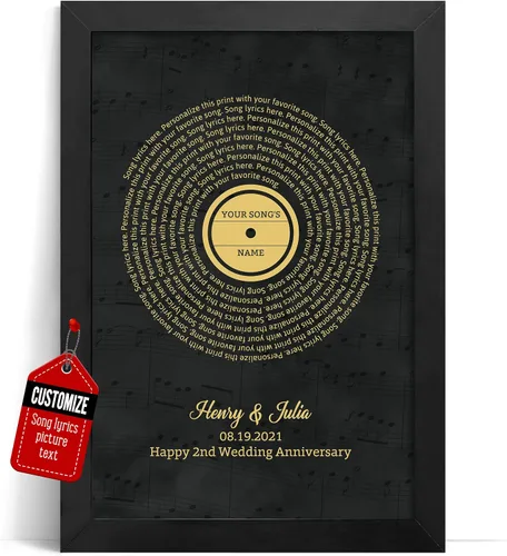 Miniatura 36 de VICILO Póster personalizado con letras de canciones, lienzo para decoración de pared, acordes de canción perfecta, regalo de aniversario de un año