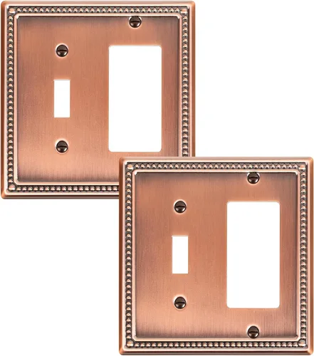 Miniatura 146 de Paquete de 4 placas de cubierta para interruptor de luz de palanca individual, cubiertas decorativas de perlas, placa de pared de metal almendra