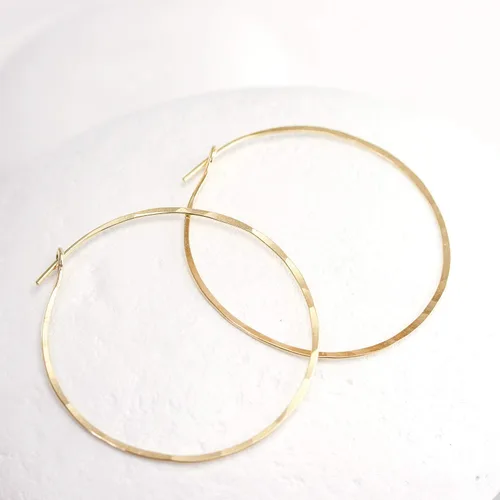 Miniatura 122 de Aretes de aro finos martillados, elegantes plata esterlina geométrica sólida, relleno de oro y relleno de oro rosa; para mujer por Lotus Stone