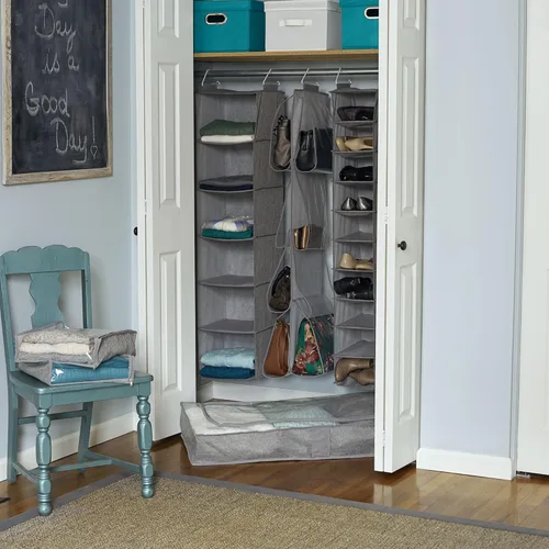 Miniatura 6 de Household Essentials Organizador de armario colgante de lino con 6 estantes, color gris Lino gris