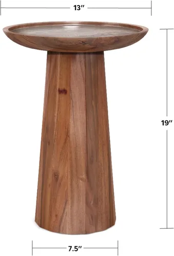 Miniatura 3 de SIMPLIHOME Dayton - Mesa auxiliar redonda de madera de acacia maciza de 13 pulgadas de ancho, estilo contemporáneo en color marrón claro, coñac claro