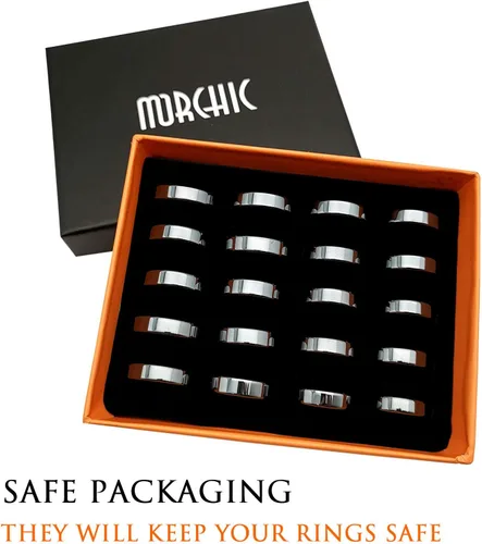 Miniatura 2 de Morchic - Anillos unisex de piedras de hematita, para equilibrar ansiedad, chakra raíz, (paquete de tamaños mixtos)
