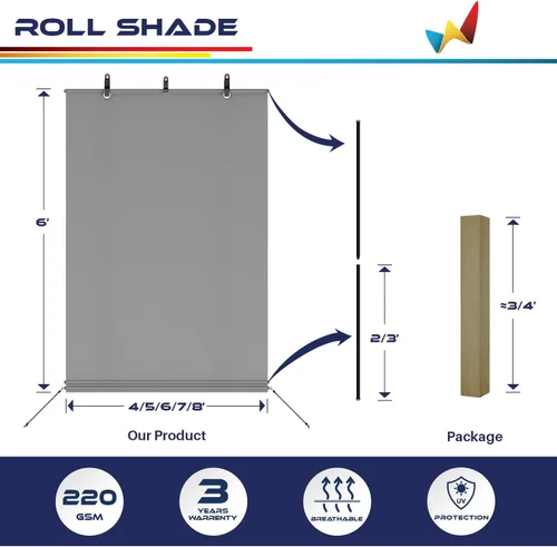 Miniatura 5 de Windscreen4less Persianas opacas enrollables para exteriores, pantalla de privacidad para pérgola, balcón, porche, cochera, terraza, ventana, 8' An