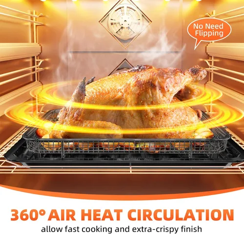 Miniatura 2 de Sartenes para freidora de aire para horno, cesta y bandeja para freidora de aire con guía de cocina y 30 papeles pergaminos, bandeja antiadherente