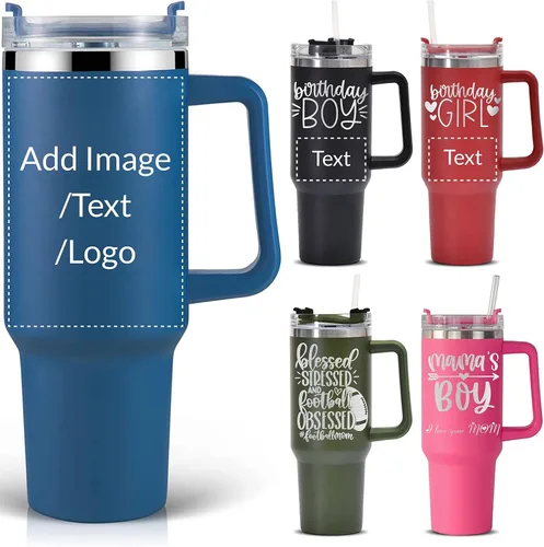 Miniatura 10 de Vaso de acero inoxidable con foto personalizada de 20 onzas / 30 onzas, taza de café personalizada con tapa y pajilla, taza aislada al vacío