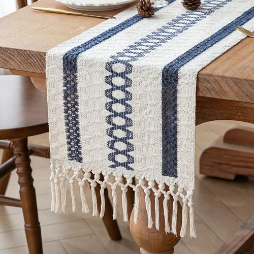 Miniatura 14 de FEXIA Camino de Mesa Negro con Borlas de 72 Pulgadas Macramé Boho Estilo Granja Camino de Mesa para Decoración de Dormitorio y Comedor