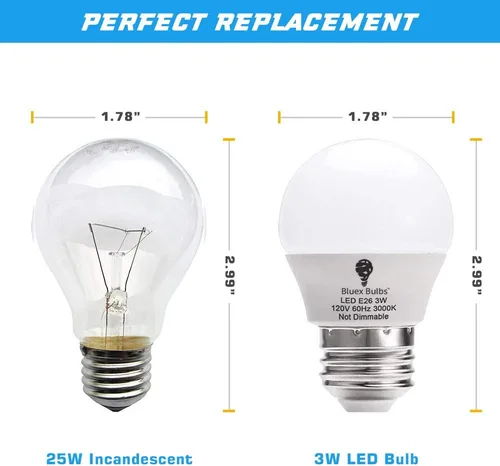 Miniatura 3 de BlueX - Paquete de 8 bombillas LED G14 de 3 W 3000 K, color blanco cálido, equivalente a 25 W, base E26 de 120 V, bombillas pequeñas de noche