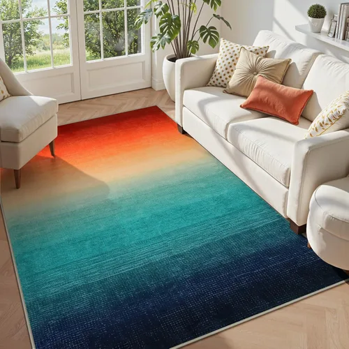 Miniatura 31 de Wonnitar Alfombra rosa lavable de 2 x 6 pies, moderna alfombra de pasillo de baño en degradé, contemporáneo, antideslizante, alfombra degradada