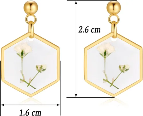 Miniatura 81 de Forget-Me-Not and Queen Anne's Lace Pressed Wildflower Earrings Pressed Flower Earrings Handmade Drop and Dangle Earrings Gift for Woman