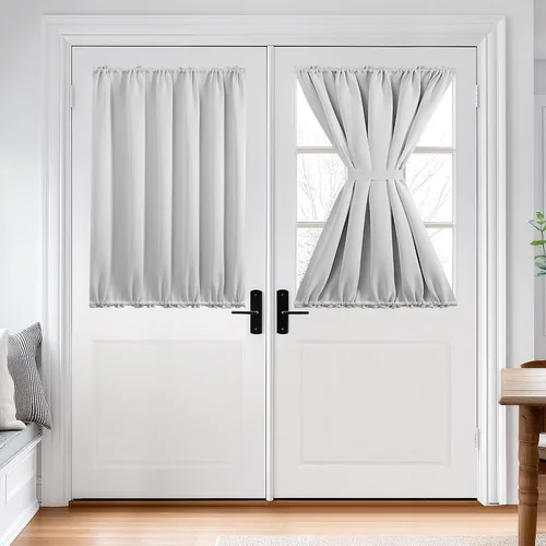 Miniatura 26 de Cortina térmica para puerta con bolsillo para barra, opacas, tratamiento de ventanas con ojales y ojales Deconovo 1 panel