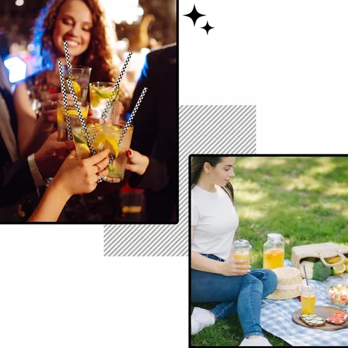 Miniatura 5 de Domensi 50 pajitas de plástico desechables para beber, reutilizables, bandera a rayas, suministros para fiestas de verano para decoración