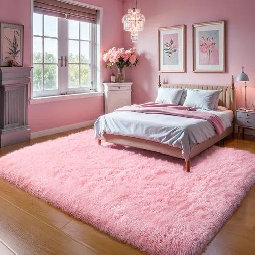 Miniatura 10 de KCHOWUA Alfombras Esponjosas y Peludas de Unicornio para Dormitorio de Niñas, 3x5 pies Lavable Antideslizante Alfombra de Área Shag Peluda para Sala