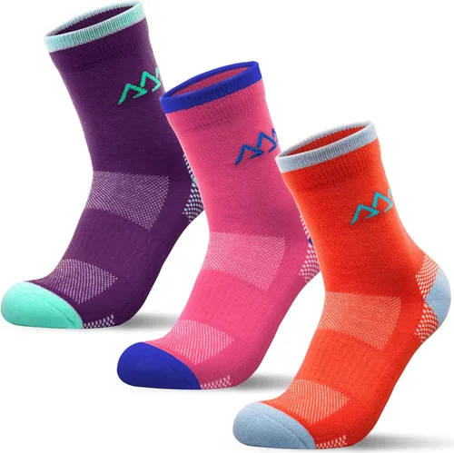 innotree 3 Pack Merino Wool Hiking Socks, Anti Blister Cushioned Micro Crew Socks for Men & Women, Outdoor Thermal Socks