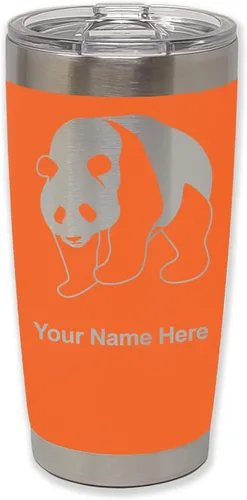 Miniatura 11 de LaserGram Vaso aislado al vacío de 20 onzas, oso panda, grabado personalizado incluido (negro)