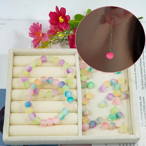 Miniatura 7 de 630 cuentas de vidrio para la fabricación de joyas, 24 colores de 0.315 pulgadas que brillan en la oscuridad, cuentas de vidrio para hacer pulseras