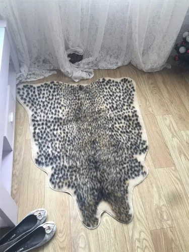 Miniatura 8 de Alfombra de piel sintética con estampado de leopardo, alfombra de piel de vaca para oficina, sala de estar, dormitorio, antideslizante, decoración