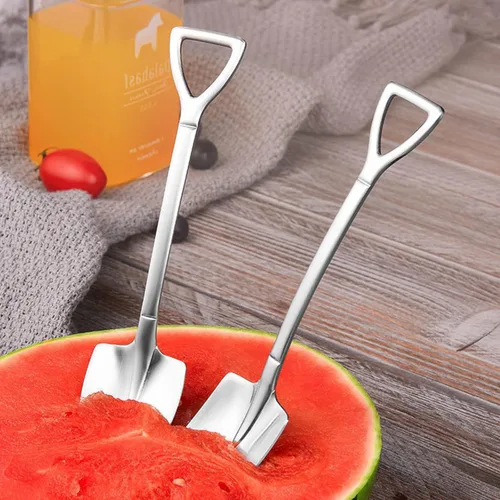Miniatura 4 de Paquete de 6 cucharas de helado de acero inoxidable, cucharas de pala, cuchara de sandía, cuchara pequeña reutilizable para té, postre, hogar