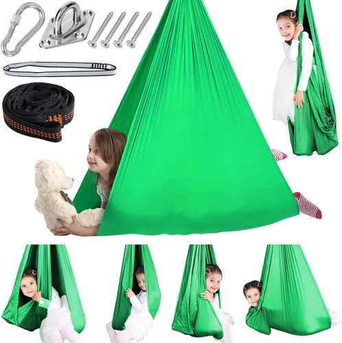 Miniatura 14 de Chihee Columpio Sensorial Terapéutico Hamaca para Interiores y Exteriores para Niños, Herrajes Incluidos, Columpio Suave y Transpirable de Nailon