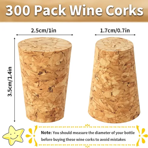 Miniatura 2 de Qunclay 300 corchos de vino de madera natural, tapones de corcho para botellas de vino, proyectos de manualidades, embotellado casero resistente a
