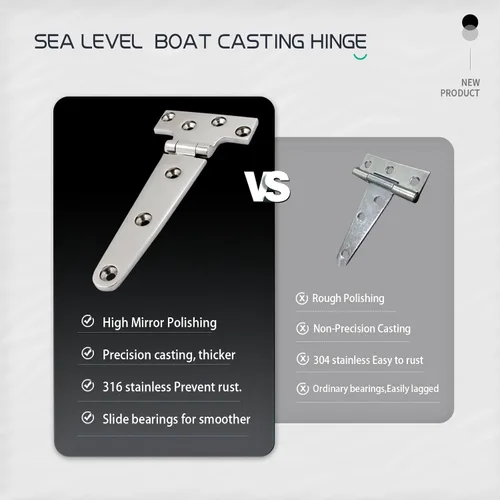 Miniatura 4 de Bisagras en T de Acero Inoxidable 316 de Grado Marino de 6 Pulgadas x 3 Pulgadas Bisagra Pesada para Escotilla de Barco (150 mm X 72 mm) Paquete