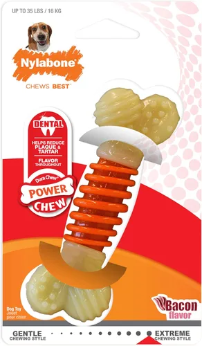 Miniatura 19 de Juguete para masticar Power Chew texturizado, duradero, con forma de hueso de Nylabone, combinación de sabores, tamaño mediano/Wolf (1 pieza)