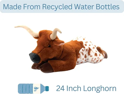 Miniatura 5 de The Petting Zoo Longhorn - Peluche de animales de peluche, regalos para niños, animales salvajes de Onez, juguete de peluche de cuerno largo, 24