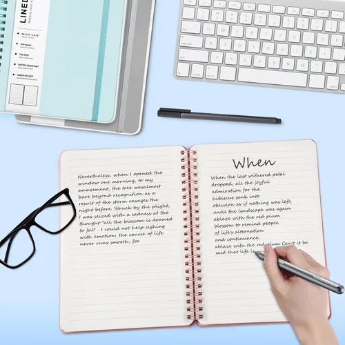 Miniatura 3 de Cuaderno de diario con líneas en espiral, cuaderno A5 de cuero de tapa dura para el trabajo, 5.7''×8.2'', papel grueso de 100GSM encuadernado