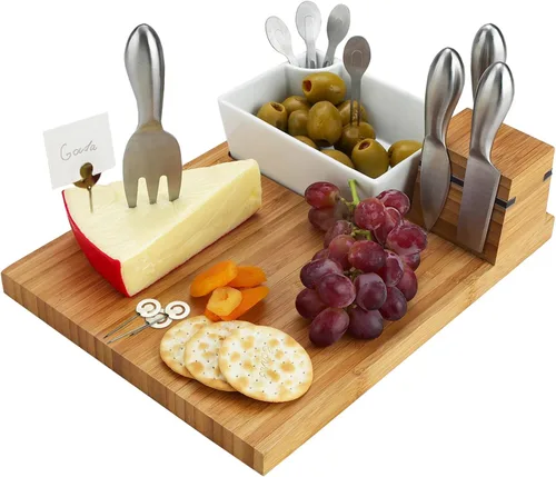 Miniatura 2 de NCAA Alabama Crimson Tide - Tabla de queso/charcutería con licencia oficial de bambú con juego de cuchillos y marcadores de queso por Picnic at Ascot