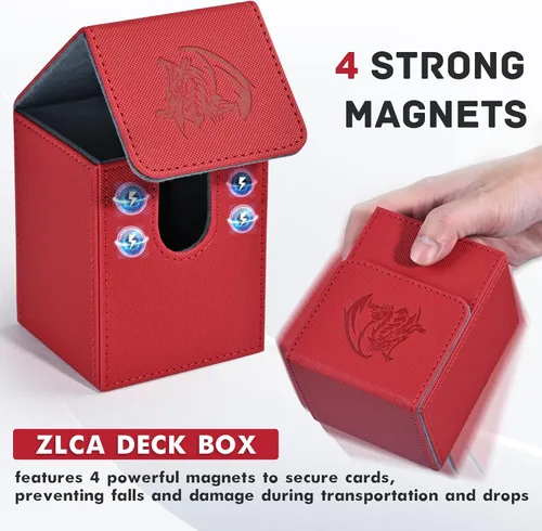 Miniatura 3 de ZLCA Caja de almacenamiento para cartas con 2 divisores, caja de almacenamiento de cartas se adapta a más de 100 cartas con funda individual, caja