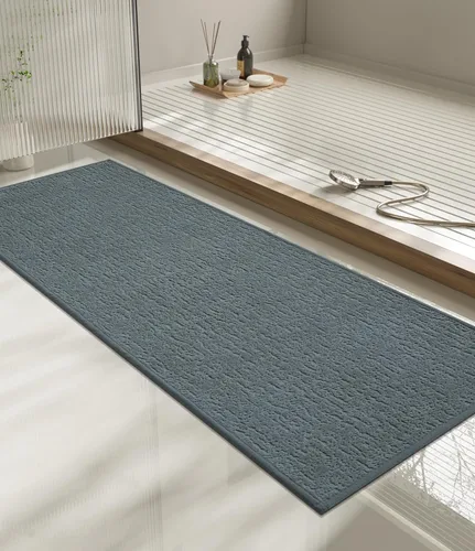 Miniatura 78 de Chakme Juego de 2 alfombras de baño ultrafinas, absorbentes, antideslizantes, lavables a máquina, color negro, 17 x 24 pulgadas / 17 x 30 pulgadas