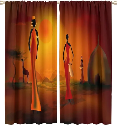 Miniatura 50 de Cortina de mujer africana, con estampado étnico tribal y étnico, reducción de ruido, para dormitorio, sala de estar, cortinas con aislamiento