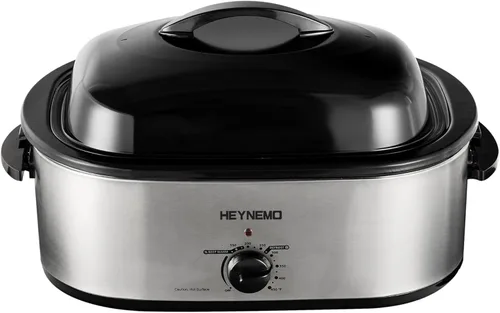 Miniatura 10 de Horno rostizador eléctrico, con tapa visible y autohumectante, grande, con descongelado y mantenimiento de calor, temperatura ajustable, bandeja