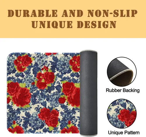 Miniatura 4 de Mloabuc® Tapete decorativo de flores, tapetes de cocina de arpillera de arpillera para mujer, accesorios de cocina para exteriores, 17 x 30 pulgadas
