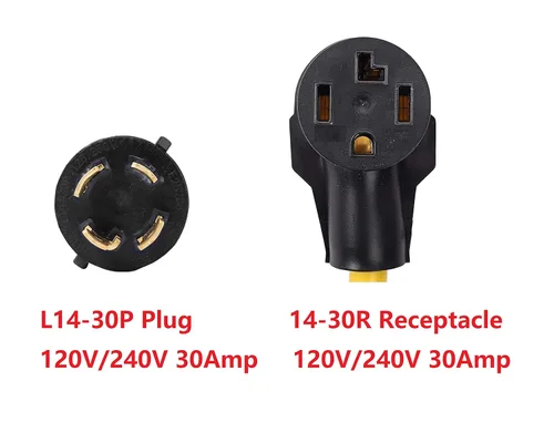 Miniatura 2 de ONETAK NEMA L14-30P a 14-30R 120V/240V 30 Amp 4 clavijas macho bloqueo giratorio a 4 clavijas hembra receptáculo secador soldador cargador EV