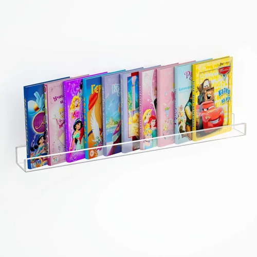 Miniatura 13 de NIUBEE Estanterías flotantes de acrílico de 24 pulgadas para niños, paquete de 2, estantes transparentes montados en la pared para colecciones