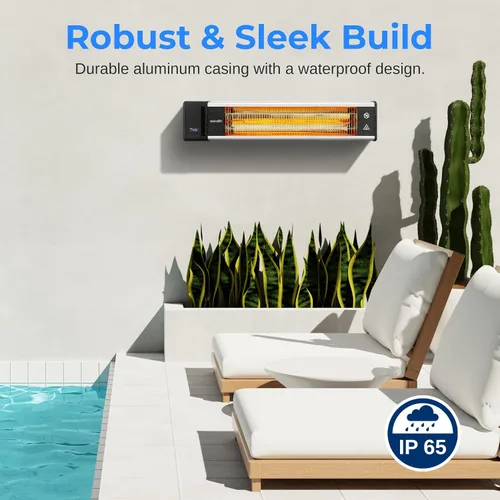 Miniatura 3 de SereneLife - SLOHT26 Calentador eléctrico con infrarrojos para exterior, de 1500 W para calentar rápido la pared o techo, sin olor, calentador