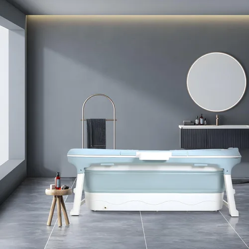 Miniatura 6 de Bañera plegable de 58/56/50/46 pulgadas, bañera portátil grande, bañera plegable independiente para adultos, bañera plegable para ducha, baño