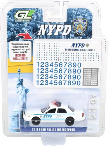 Miniatura 7 de 2011 Ford Crown Victoria Police Departamento de Policía de Nueva York (NYPD) con número de escuadrón de NYPD hoja de calcomanías Hobby Exclusivo